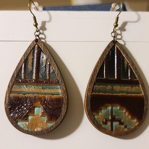 Handmade embossed leather earrings